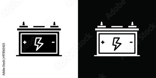 Car battery icon Vector flat thin line illustration