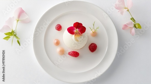 Fototapeta Naklejka Na Ścianę i Meble -  Avant Garde Fusion of Flavors and Ingredients Presented on a Delicate Dish