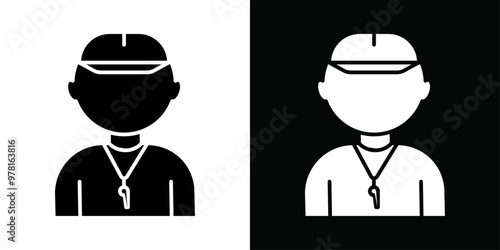 Coach icon Vector flat thin line illustration