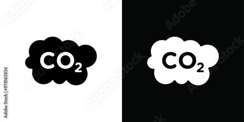 co2 gas carbon dioxide icon Vector flat thin line illustration