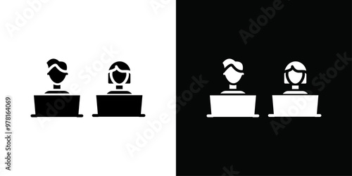 Coworking icon Vector flat thin line illustration