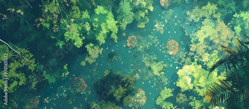 Aerial view of a tropical rainforest showcasing dipterocarp trees in a pristine lowland forest environment photo