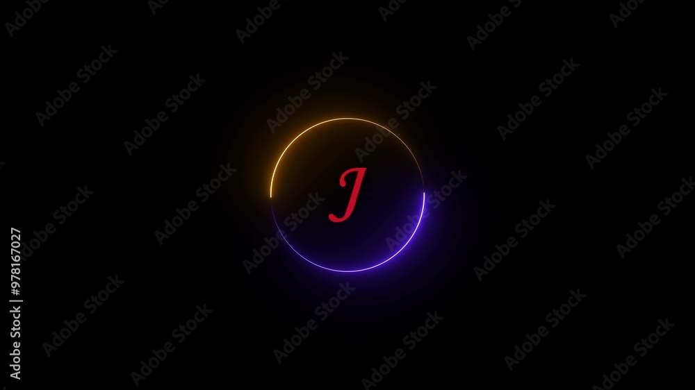 Glowing letter J sign icon animation. Alphabetical logo animation, Capital letter on black background. Glowing letter J sign icon animation. Alphabetical logo animation, Capital letter on black background.
