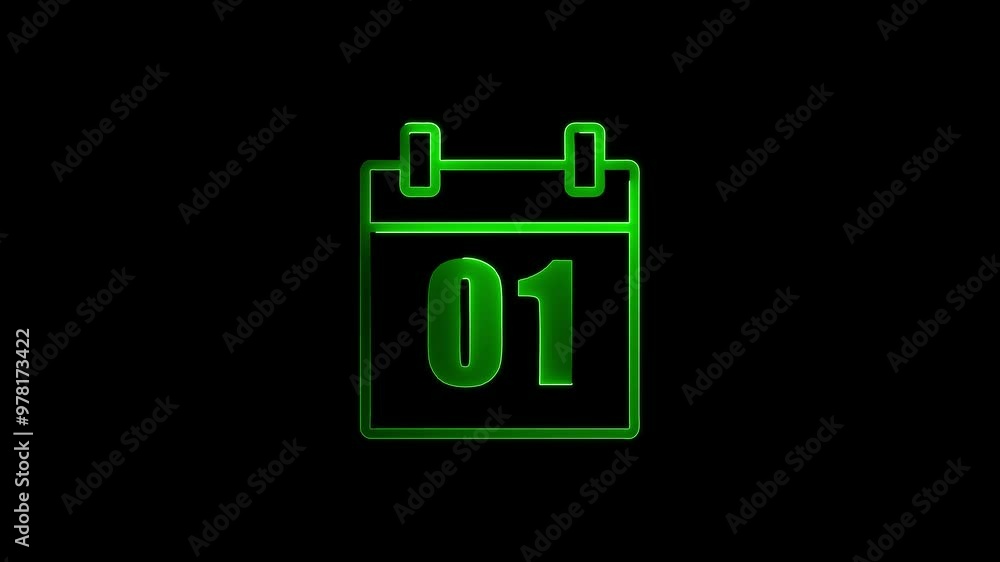 Glowing neon calendar logo icon animation. 4k video Glowing neon calendar logo icon animation. 4k video
