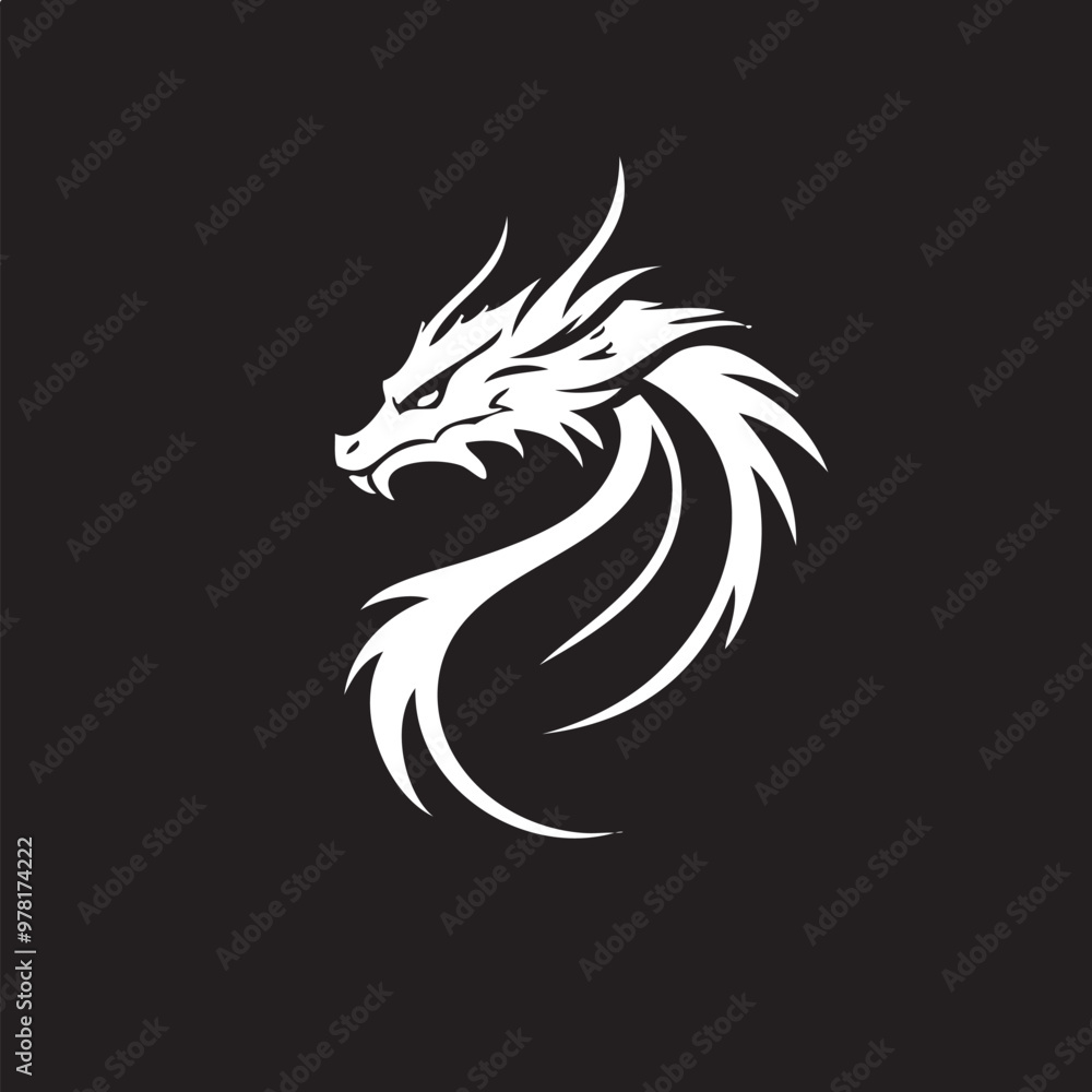 Fototapeta premium dragon logo, simple dragon vector