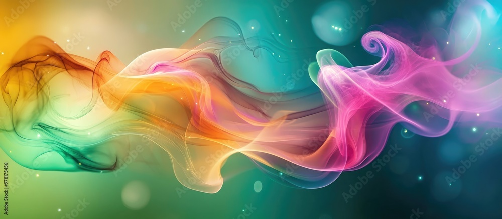 Abstract colorful wave smoke on a green backdrop Abstract colorful wave smoke on a green backdrop