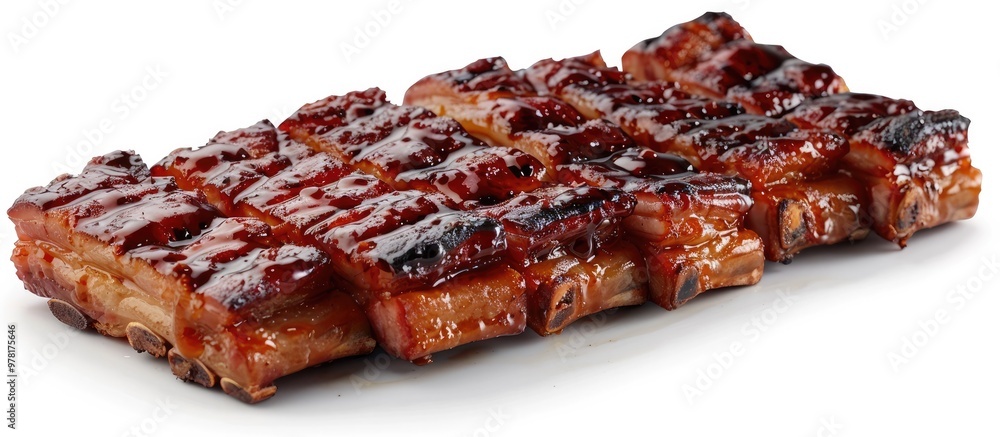 Saucy and Tender Barbecue Ribs on Wooden Platter Delicious Grilled Meat Dish with Caramelized Glaze Perfect for Outdoor Gathering Family or Barbecue Party Saucy and Tender Barbecue Ribs on Wooden Platter Delicious Grilled Meat Dish with Caramelized Glaze Perfect for Outdoor Gathering Family or Barbecue Party