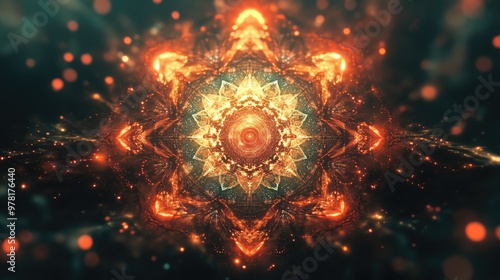 Surreal geometric kaleidoscope blending Dynamic fantasy mandala with enchanting motion for versatile applications photo