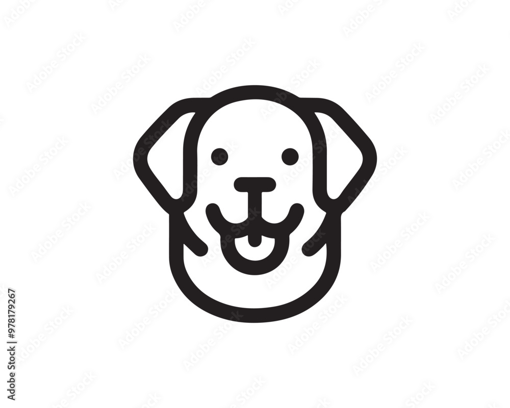 Minimalist outline dog logo design icon symbol vector illustration. Minimalist outline dog logo design icon symbol vector illustration.