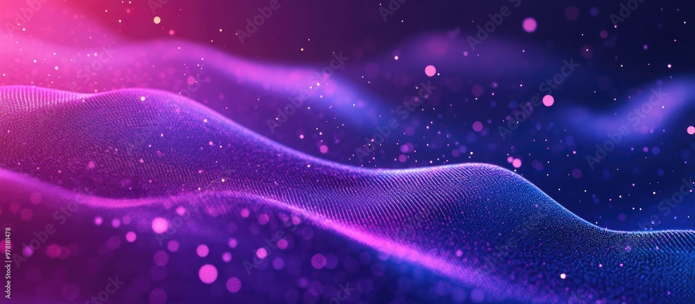 Fototapeta premium Digital Particle Waves And Abstract Light Background