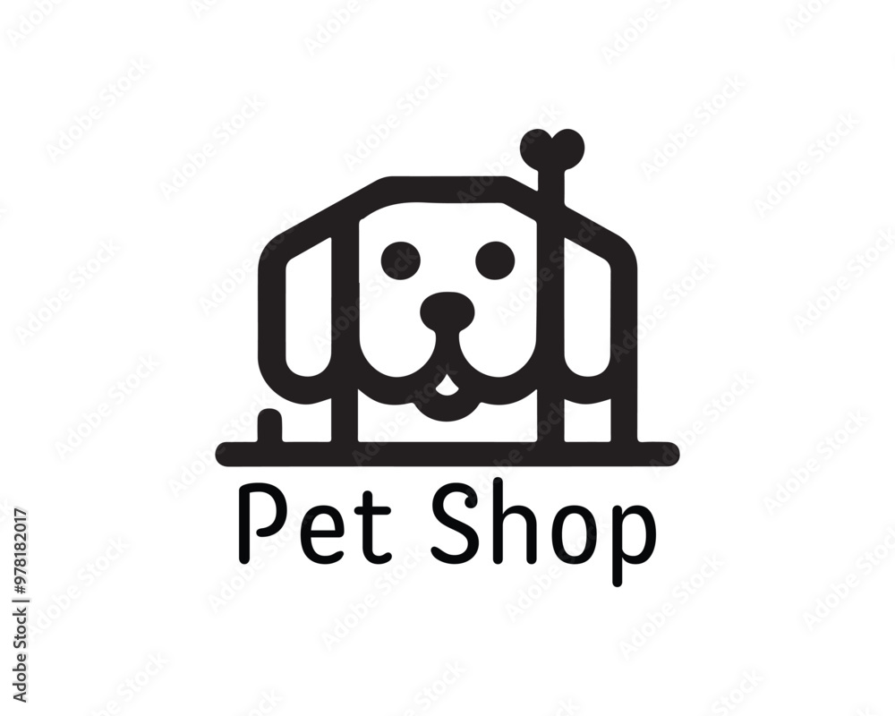 Dog logo design for pet shop with line art style vector illustration Dog logo design for pet shop with line art style vector illustration