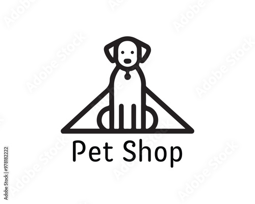 Dog logo design for pet shop with line art style vector illustration