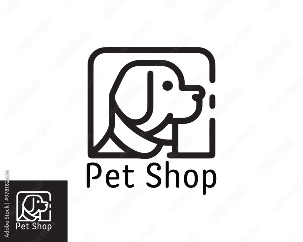 Dog logo design for pet shop with line art style vector illustration Dog logo design for pet shop with line art style vector illustration