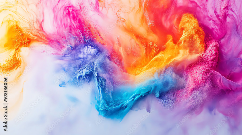 Obraz premium Vibrant abstract art featuring colorful swirls of pink, orange, and blue in a dreamy, fluid design.