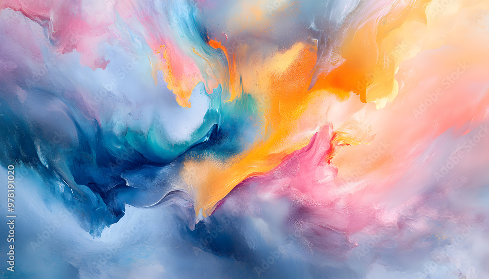 Fototapeta premium Abstract Art: A splash of bold and pastel colors in abstract forms, creating a visually dynamic and artistic aesthetic