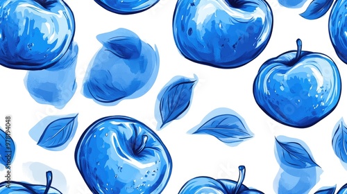 Seamless pattern of blue king apple design for versatile applications photo