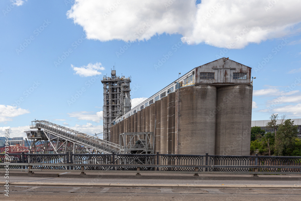 Cement and concrete big industrial factory in the industrial area of Portland, Oregon. High quality picture for download