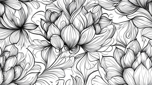 Wallpaper Mural Abstract seamless monochrome pattern on a white background suitable for coloring Design applicable for banners cards invitations postcards textiles fabrics wrapping paper and coloring books Torontodigital.ca