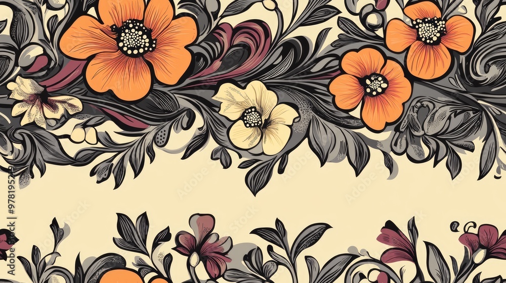 Floral border ornament Seamless pattern Floral border ornament Seamless pattern