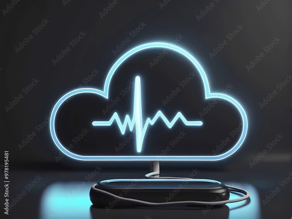 Digital Health Data Security: The Role of Cloud Icon with Heartbeat in Modern EHR Systems