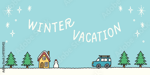 冬　街並み　背景　イラスト　素材