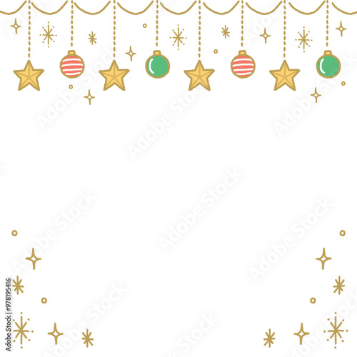 クリスマスオーナメントの背景イラスト素材　白背景