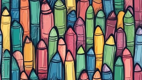 Seamless background pattern of doodle crayons