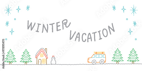 雪の街並みの背景イラスト素材　白背景