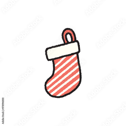 手書き風のシンプルなクリスマスの靴下のイラスト