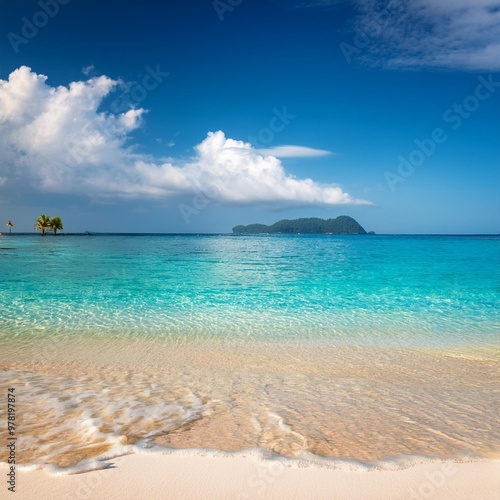 Tropical beach holiday background with depth of field for a warm and exotic festive getaway