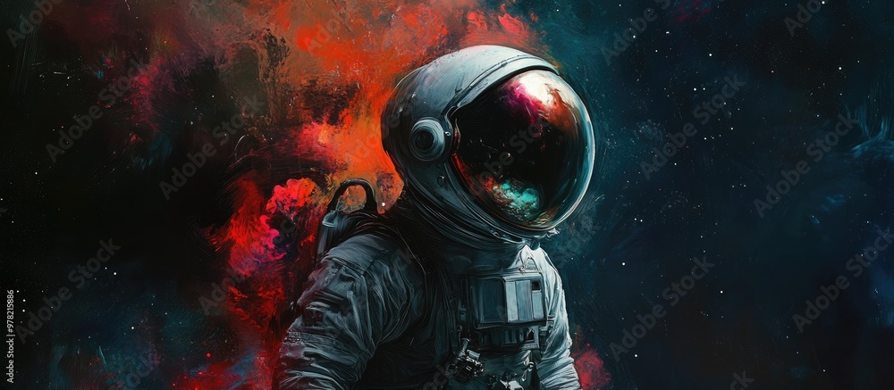 Astronaut exploring a dark environment Mixed media artwork Astronaut exploring a dark environment Mixed media artwork