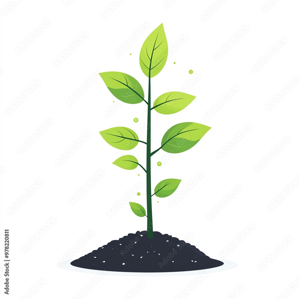 A seed and plant sprouting symbol, sustainable agriculture awareness, flat illustration, green, isolated on white background A seed and plant sprouting symbol, sustainable agriculture awareness, flat illustration, green, isolated on white background