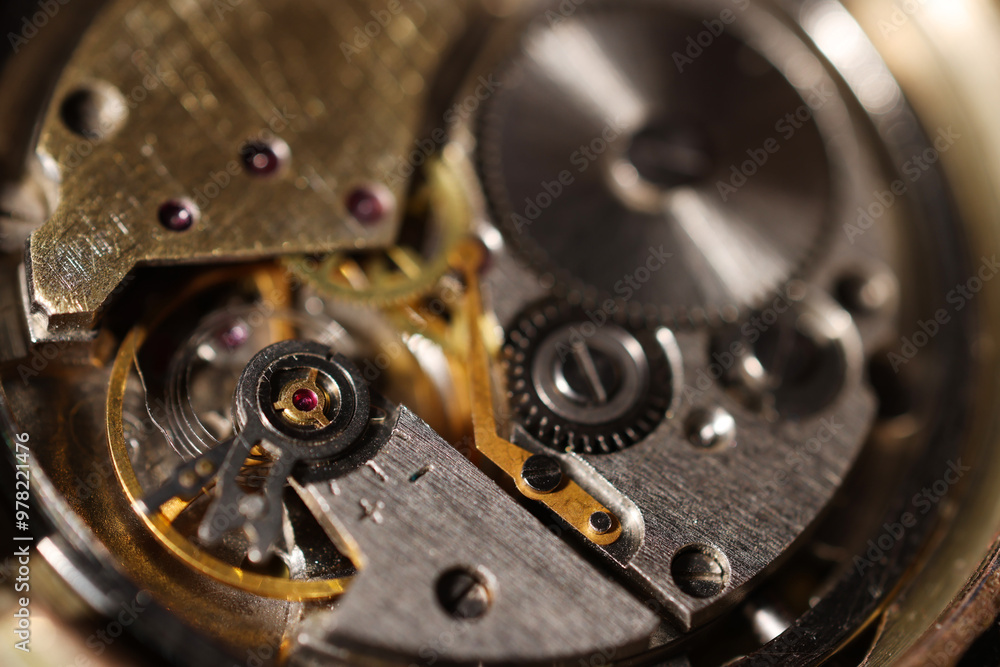 custom made wallpaper toronto digitalMechanism of vintage wrist watch, closeup view