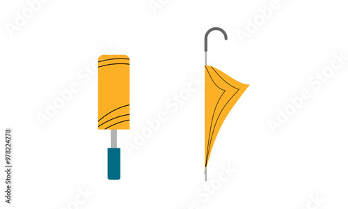 Umbrella logo, portable, collapsible devices designed to shield from rain or sunlight