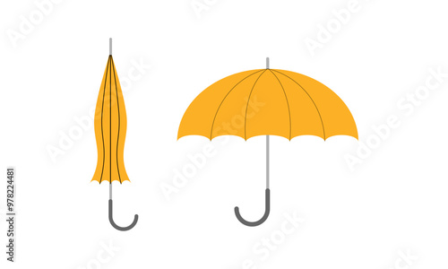 Umbrella logo, portable, collapsible devices designed to shield from rain or sunlight