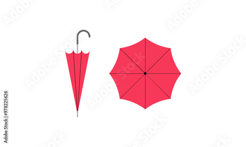 Umbrella logo, portable, collapsible devices designed to shield from rain or sunlight