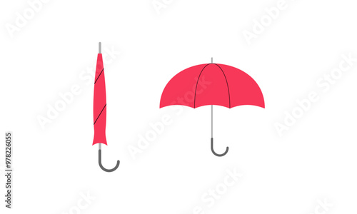 Umbrella logo, portable, collapsible devices designed to shield from rain or sunlight