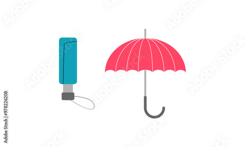 Umbrella logo, portable, collapsible devices designed to shield from rain or sunlight