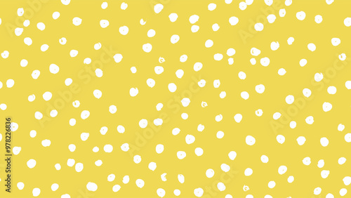 Abstract seamless pattern, white polka dots on yellow background