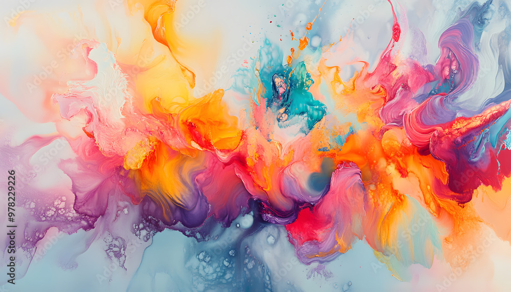Fototapeta premium Abstract Art: A splash of bold and pastel colors in abstract forms, creating a visually dynamic and artistic aesthetic