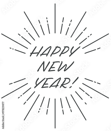 サンバーストとHAPPY NEW YEARの文字素材