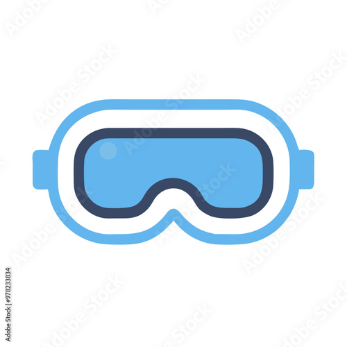 Wallpaper Mural Ski goggles icon in flat style, blue and white, winter sports protection symbol Torontodigital.ca