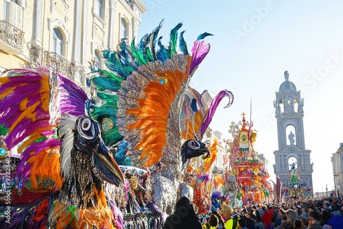 Cultural celebration with intricate decorations, local performers, and an immersive festival atmosphere