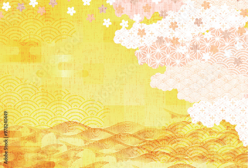 和柄　桜　年賀状　背景	