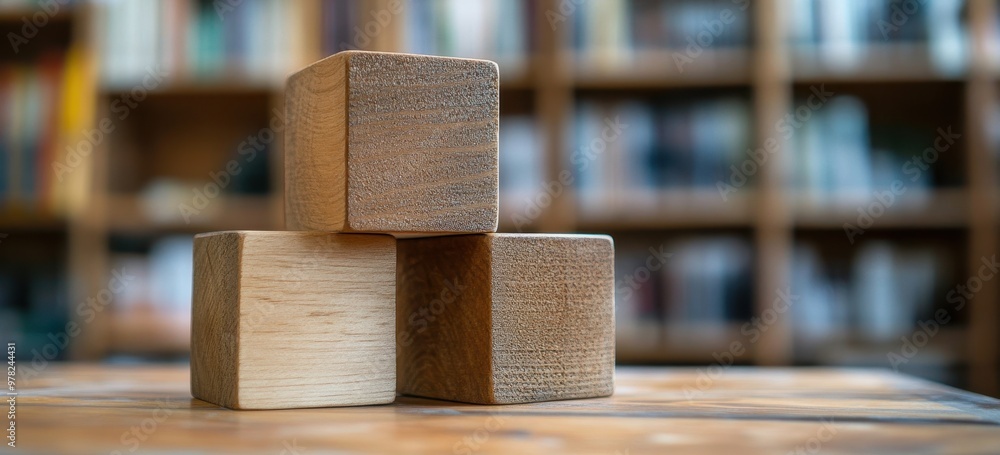 Wooden blocks stacked on top of each other, symbolizing the construction and evolution process in business strategy development, set against an out-of-focus background Wooden blocks stacked on top of each other, symbolizing the construction and evolution process in business strategy development, set against an out-of-focus background