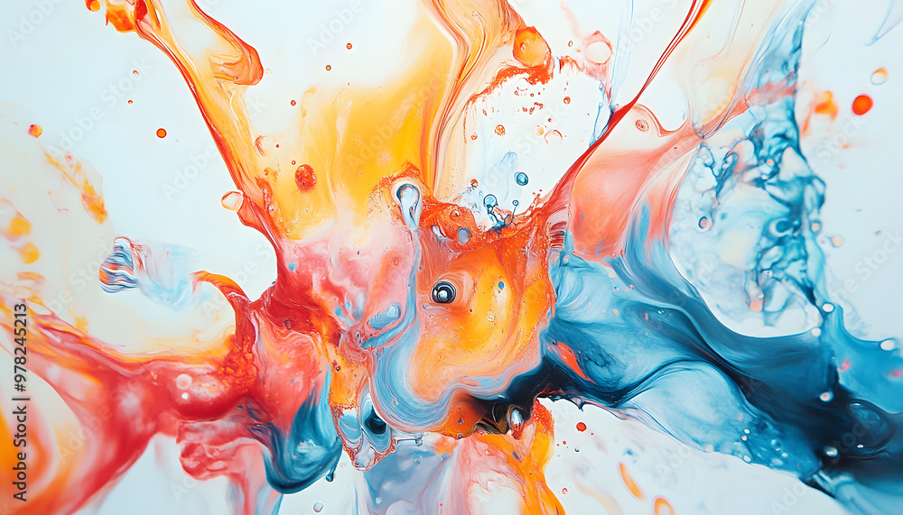 Obraz premium Abstract Art: A splash of bold and pastel colors in abstract forms, creating a visually dynamic and artistic aesthetic
