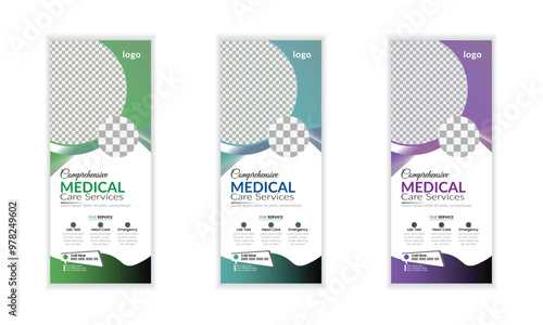 Modern Medical Healthcare  Roll Up Banner Design Template.
