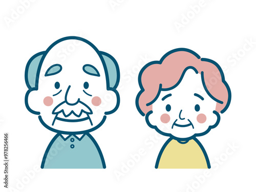 微笑んでいるシニア夫婦のアイコン