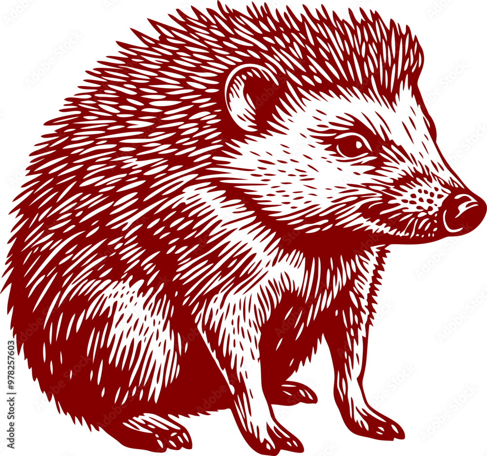 Obraz premium Beautiful Classic Hand Drawing Hedgehog Illustration