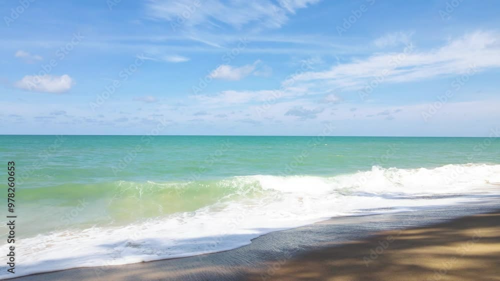 beach sea sand and sky. Landscape view of beach sea in summer day. Beach space area beach sea sand and sky. Landscape view of beach sea in summer day. Beach space area